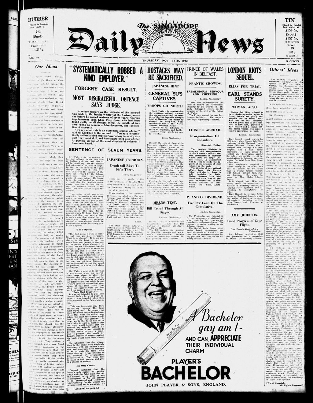 Miniature of Singapore Daily News 17 November 1932