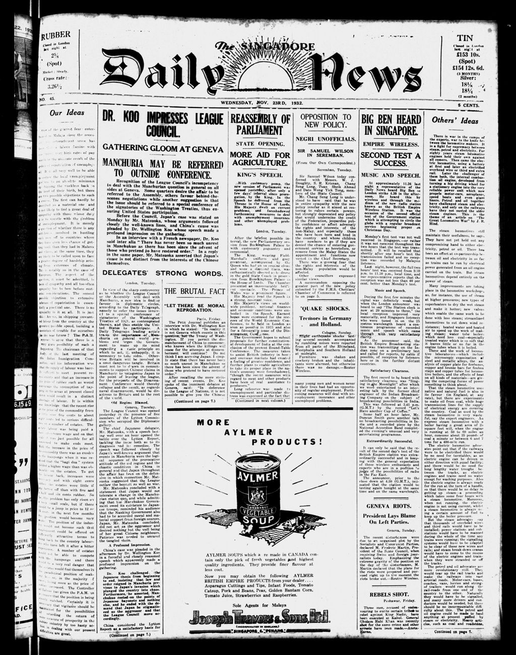 Miniature of Singapore Daily News 23 November 1932