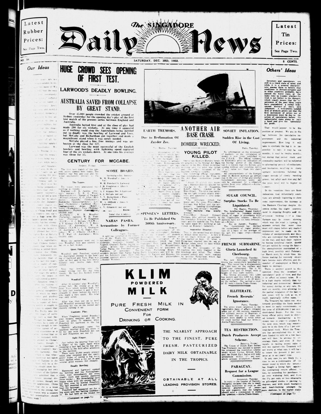 Miniature of Singapore Daily News 03 December 1932