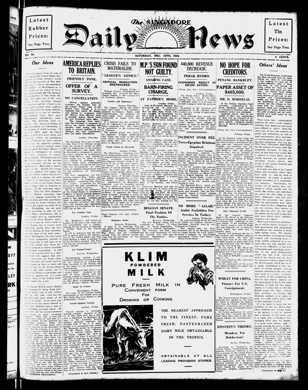 Miniature of Singapore Daily News 10 December 1932