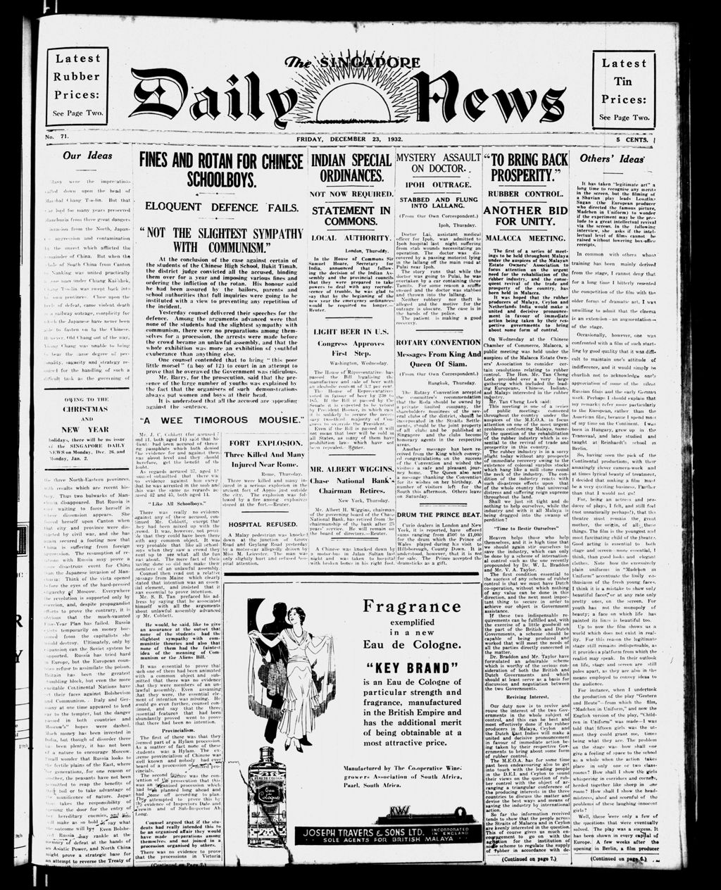 Miniature of Singapore Daily News 23 December 1932