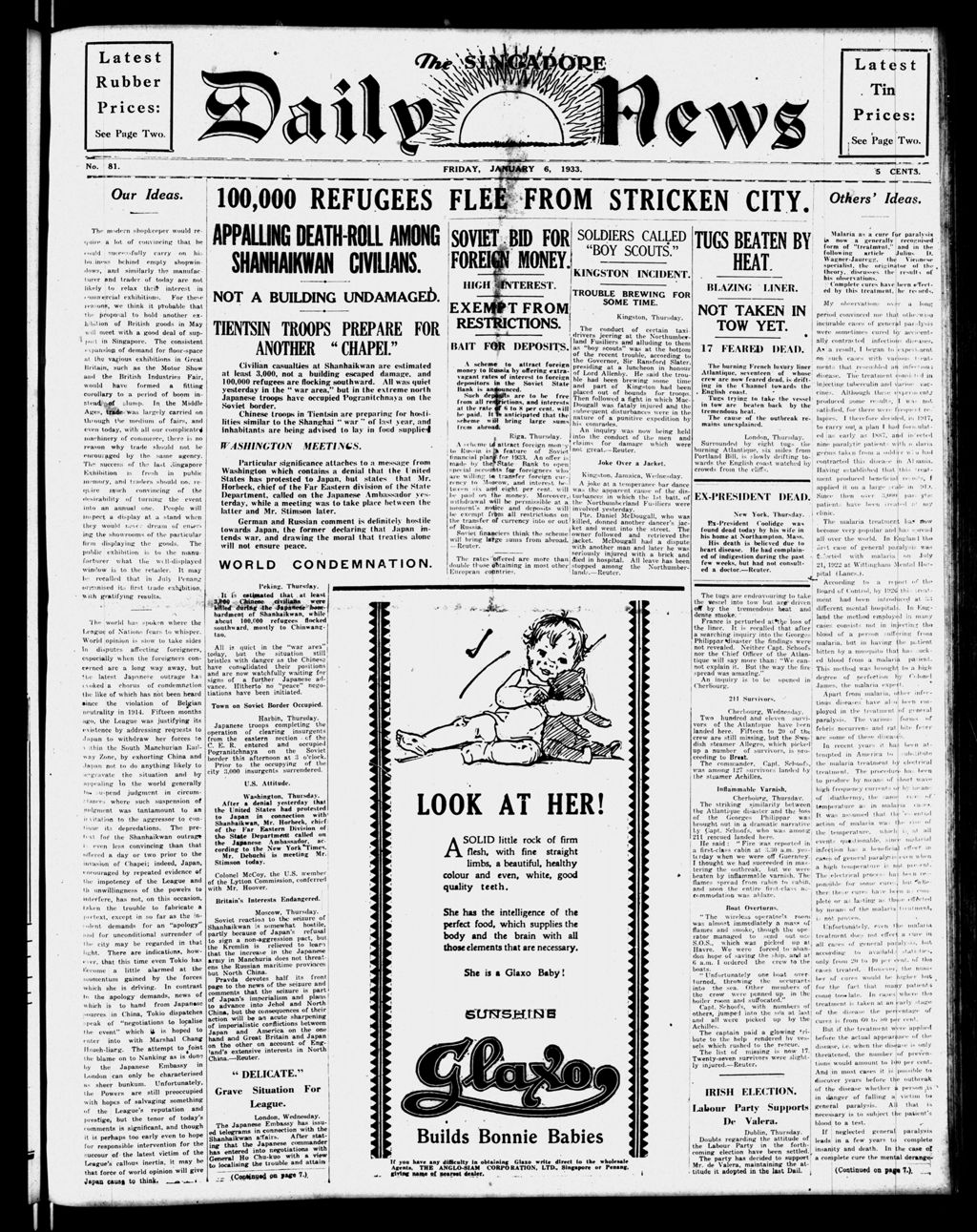 Miniature of Singapore Daily News 06 January 1933