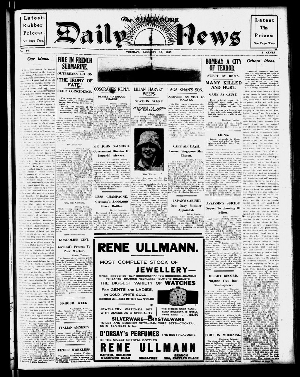 Miniature of Singapore Daily News 10 January 1933