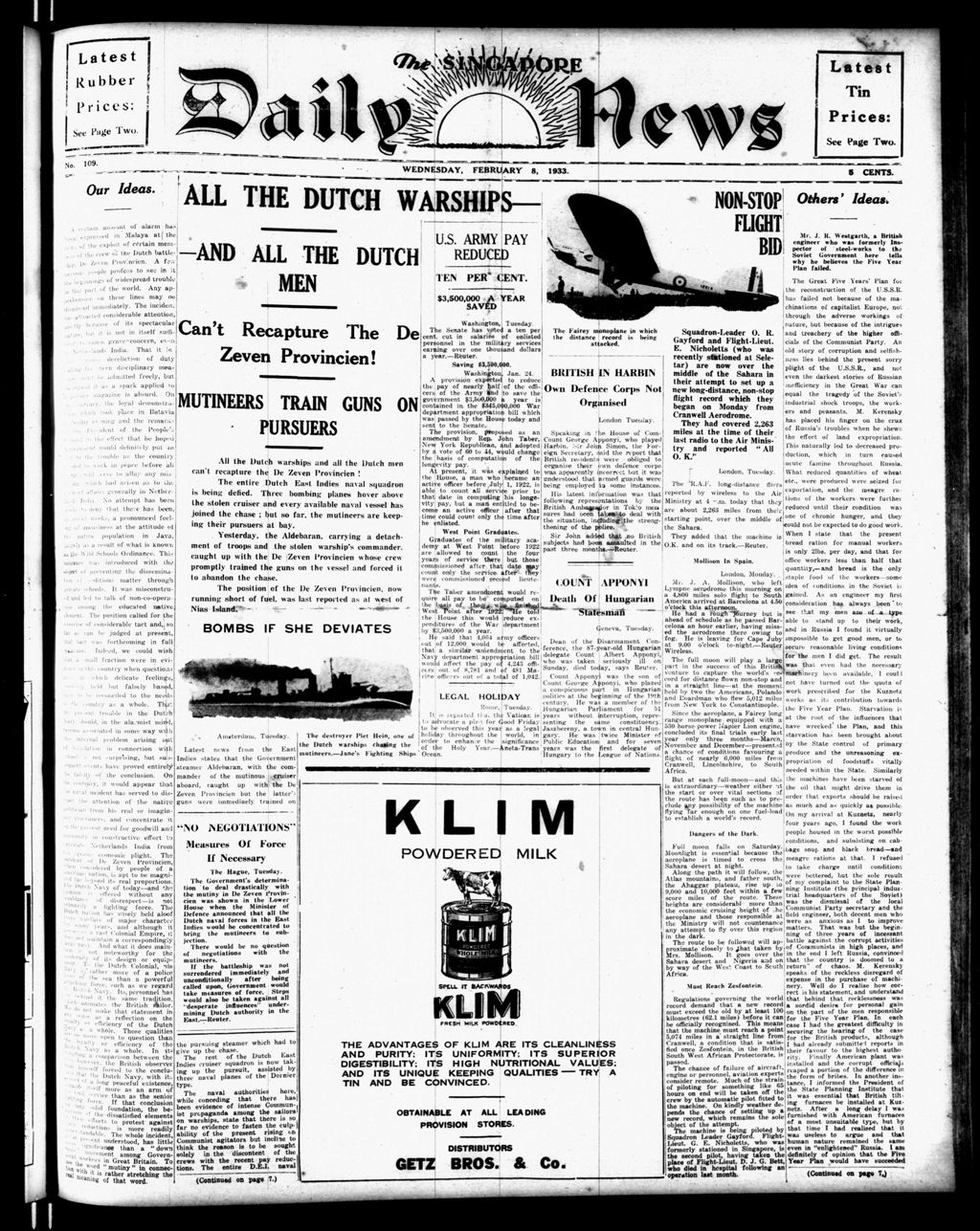 Miniature of Singapore Daily News 08 February 1933