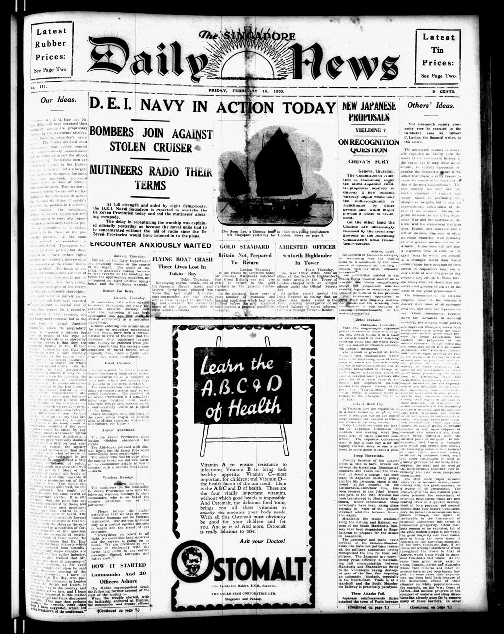 Miniature of Singapore Daily News 10 February 1933