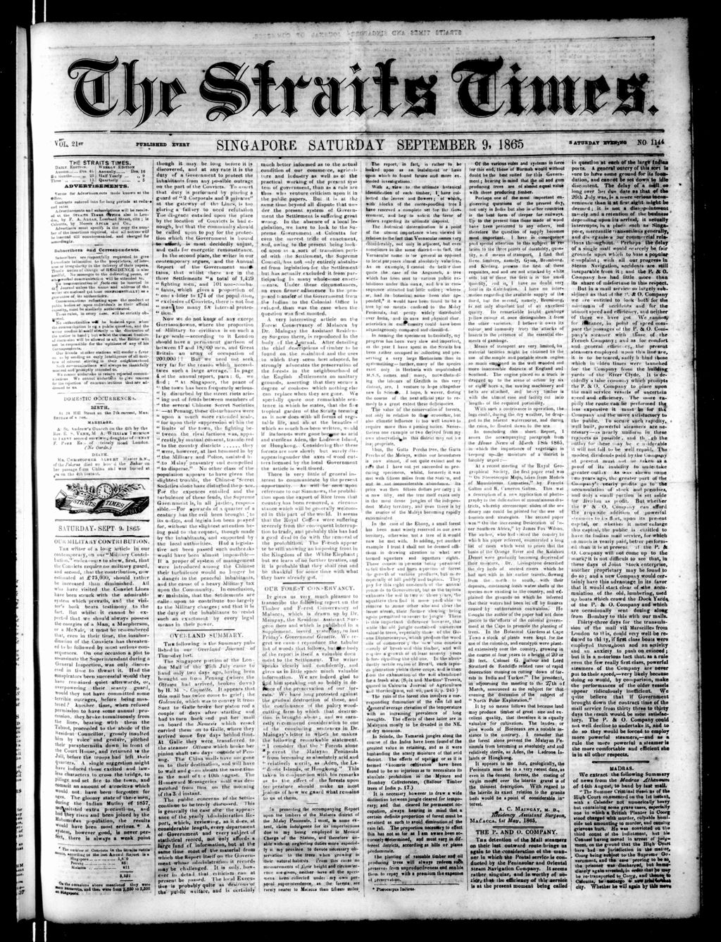 Miniature of Singapore Daily Times 09 September 1865