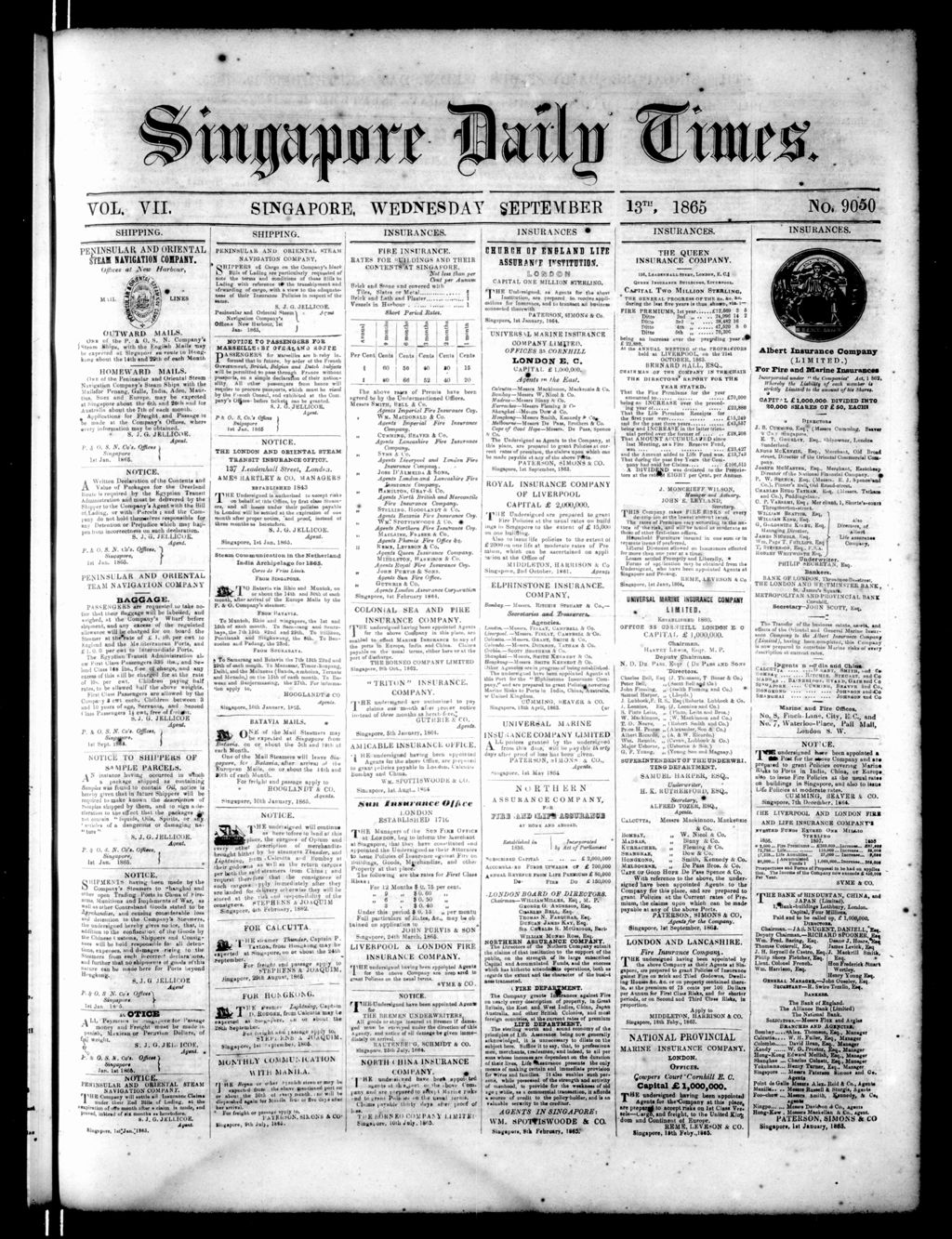 Miniature of Singapore Daily Times 13 September 1865