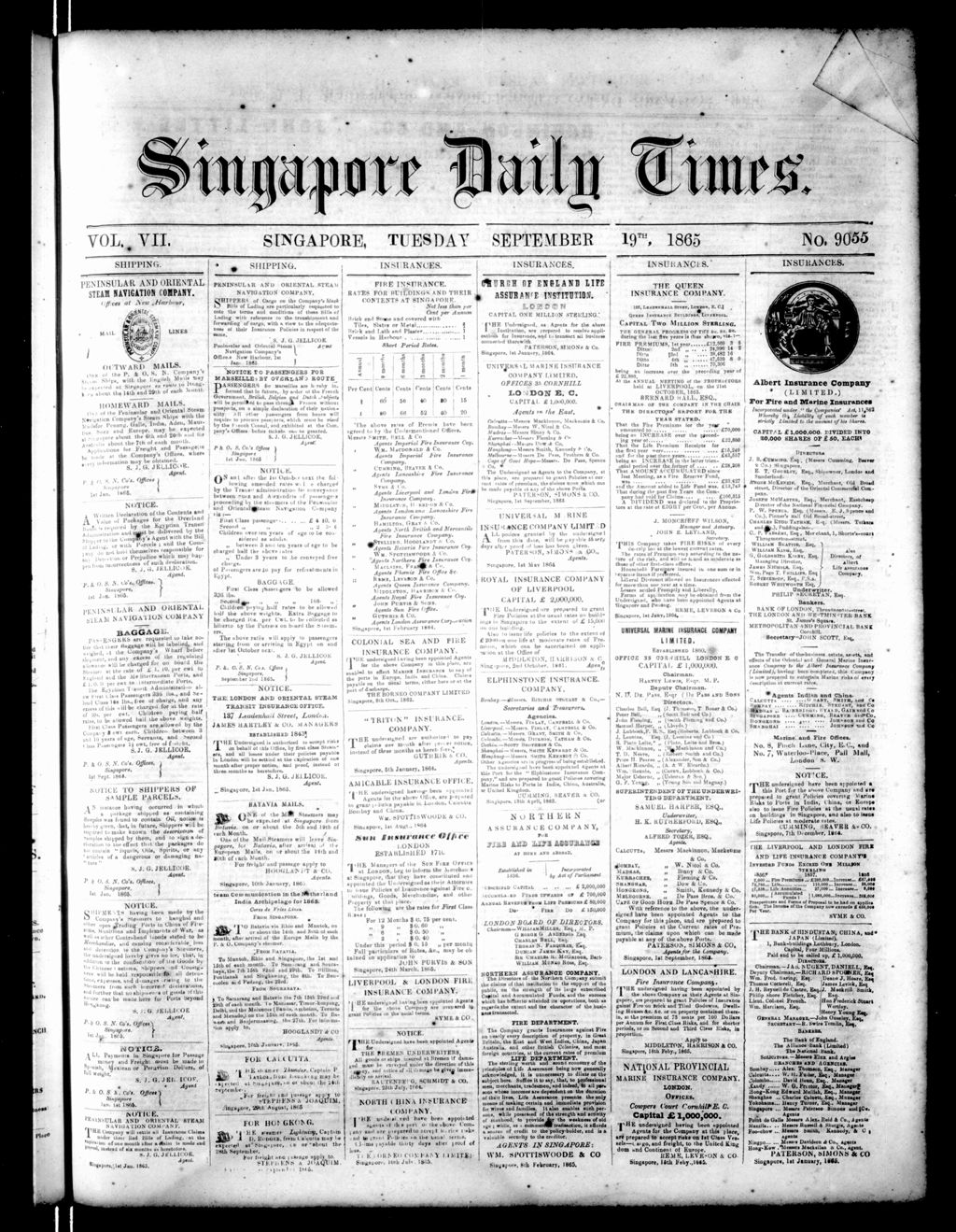 Miniature of Singapore Daily Times 19 September 1865