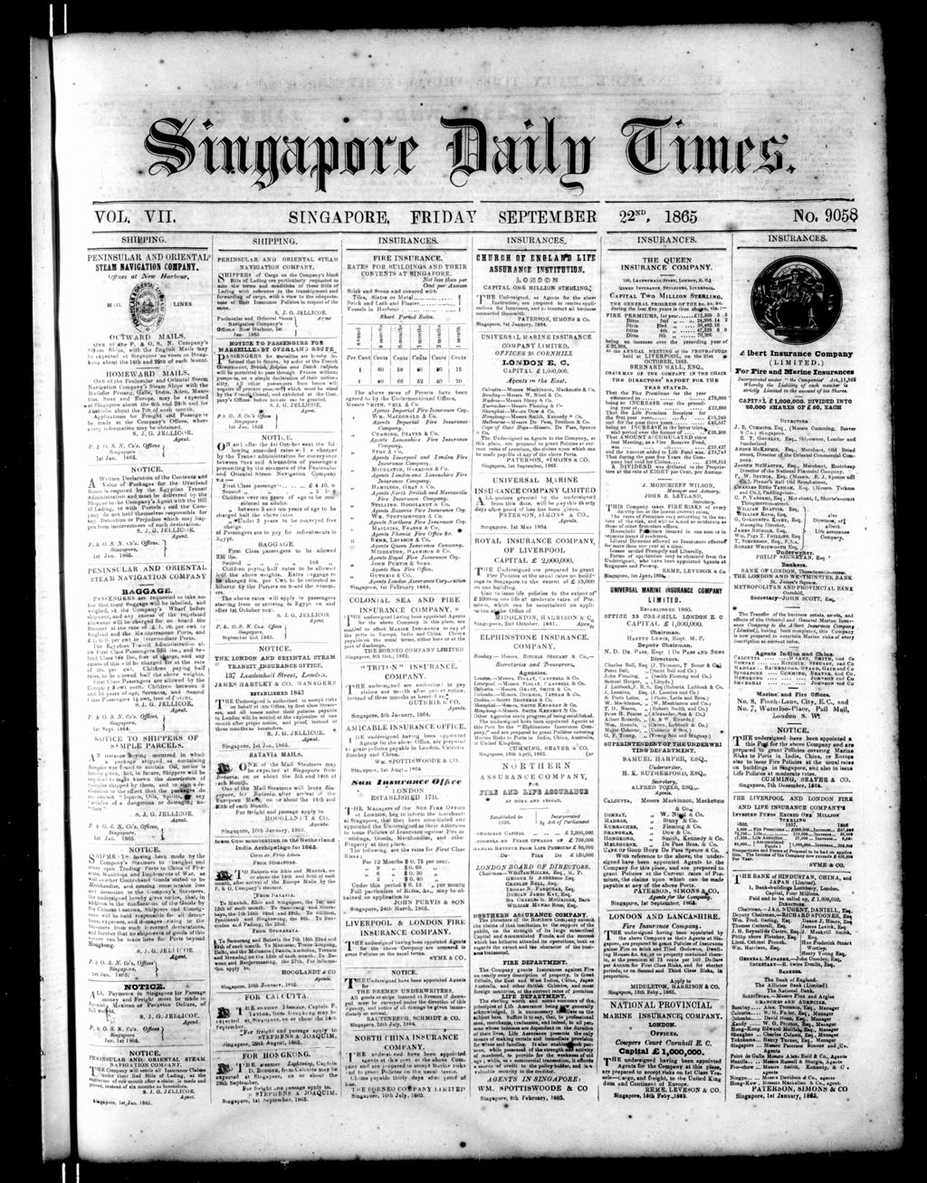 Miniature of Singapore Daily Times 22 September 1865