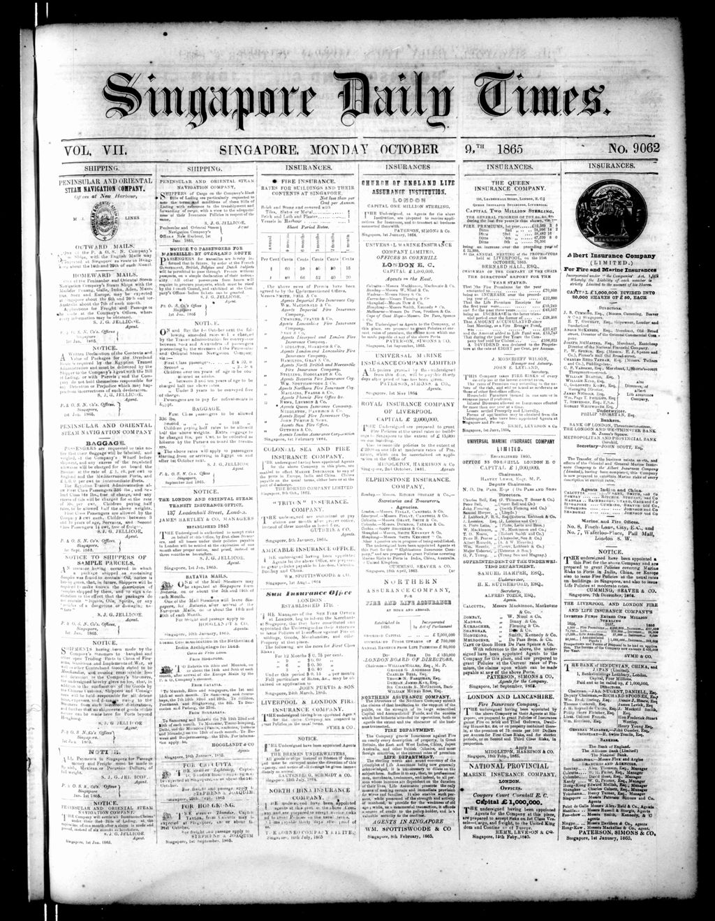 Miniature of Singapore Daily Times 09 October 1865