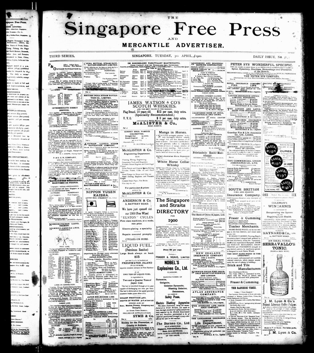 Miniature of Singapore Free Press and Mercantile Advertiser 03 April 1900