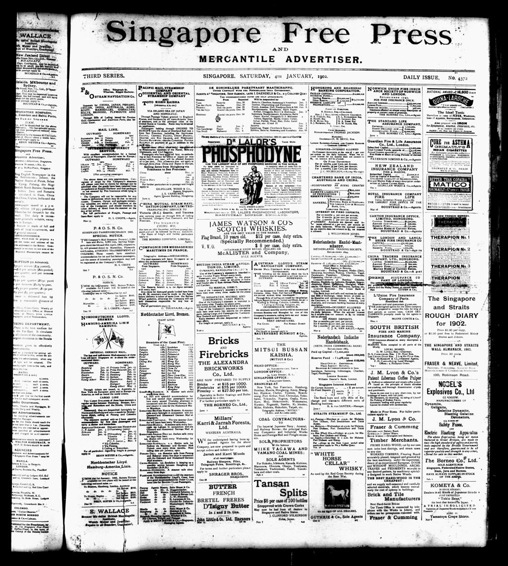 Miniature of Singapore Free Press and Mercantile Advertiser 04 January 1902