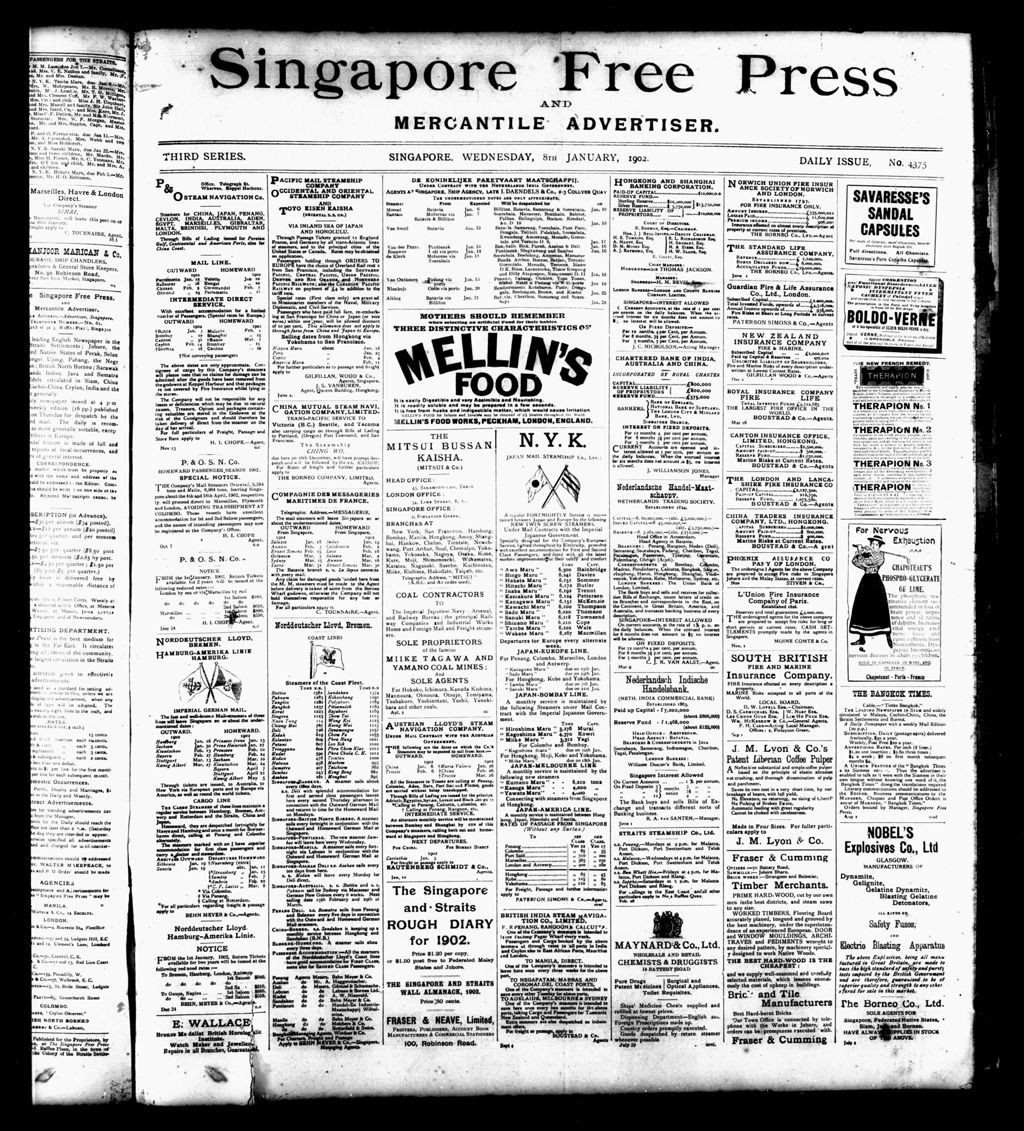 Miniature of Singapore Free Press and Mercantile Advertiser 08 January 1902