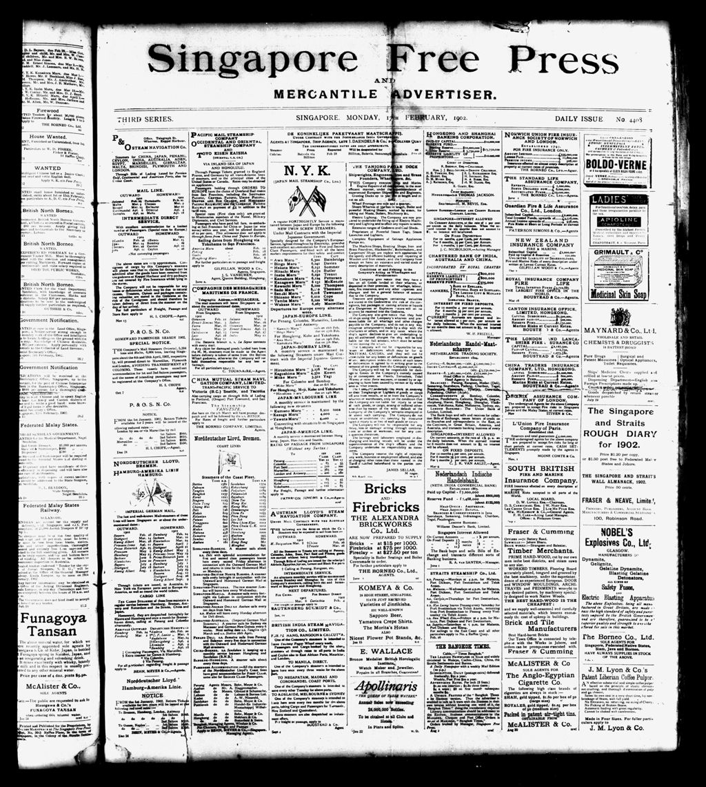 Miniature of Singapore Free Press and Mercantile Advertiser 17 February 1902