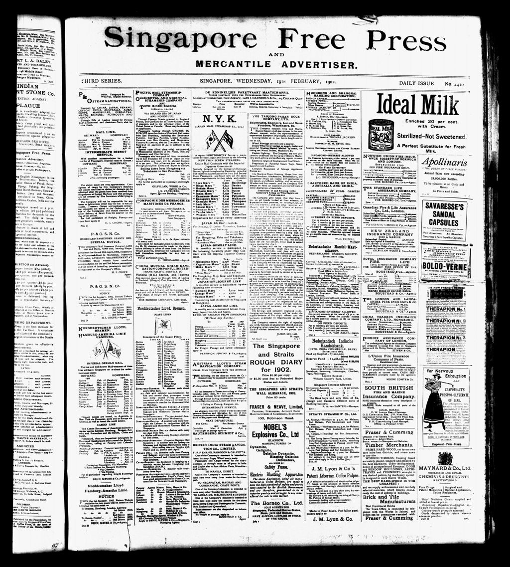 Miniature of Singapore Free Press and Mercantile Advertiser 19 February 1902