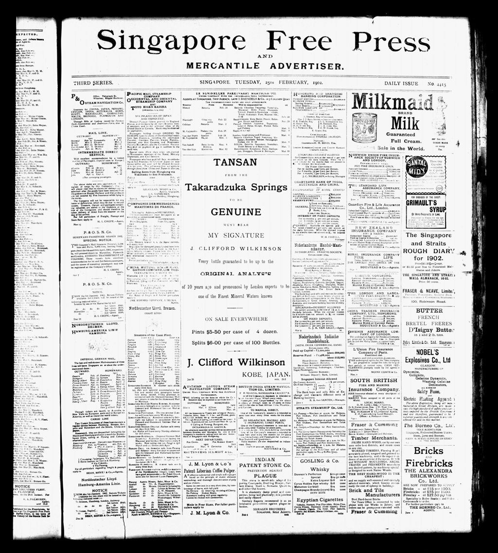 Miniature of Singapore Free Press and Mercantile Advertiser 25 February 1902