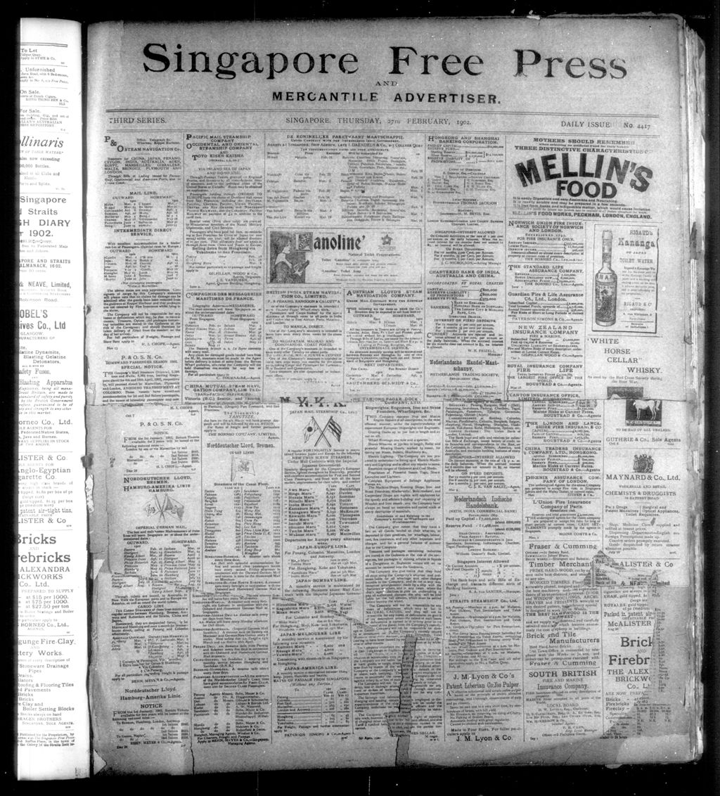 Miniature of Singapore Free Press and Mercantile Advertiser 27 February 1902