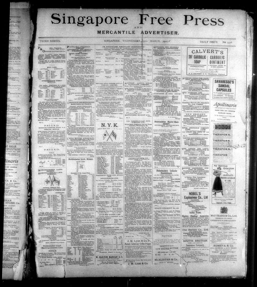 Miniature of Singapore Free Press and Mercantile Advertiser 12 March 1902