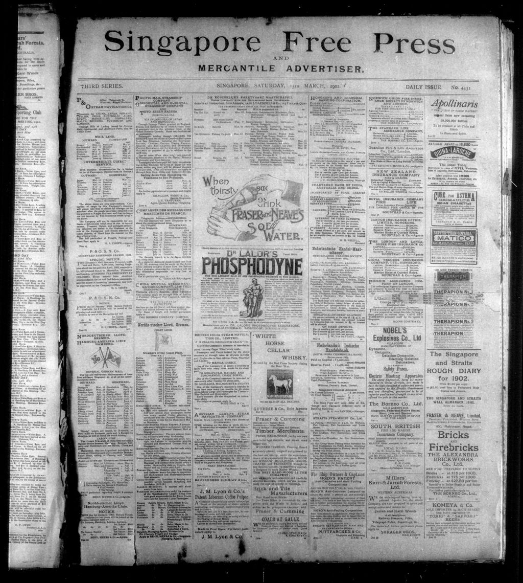 Miniature of Singapore Free Press and Mercantile Advertiser 15 March 1902