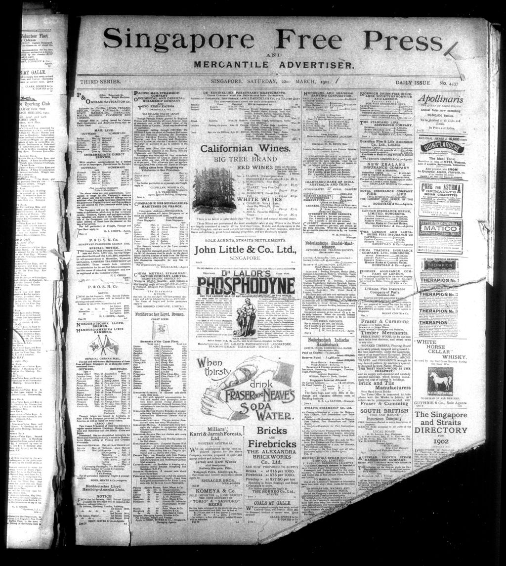 Miniature of Singapore Free Press and Mercantile Advertiser 22 March 1902