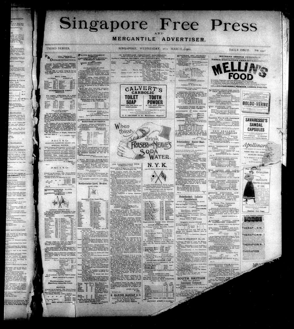 Miniature of Singapore Free Press and Mercantile Advertiser 26 March 1902