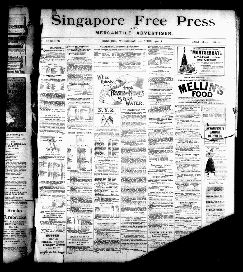 Miniature of Singapore Free Press and Mercantile Advertiser 02 April 1902