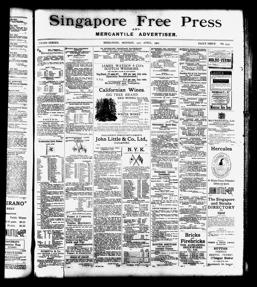 Miniature of Singapore Free Press and Mercantile Advertiser 14 April 1902