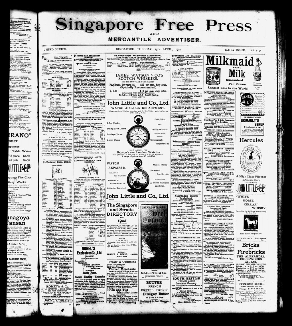 Miniature of Singapore Free Press and Mercantile Advertiser 15 April 1902