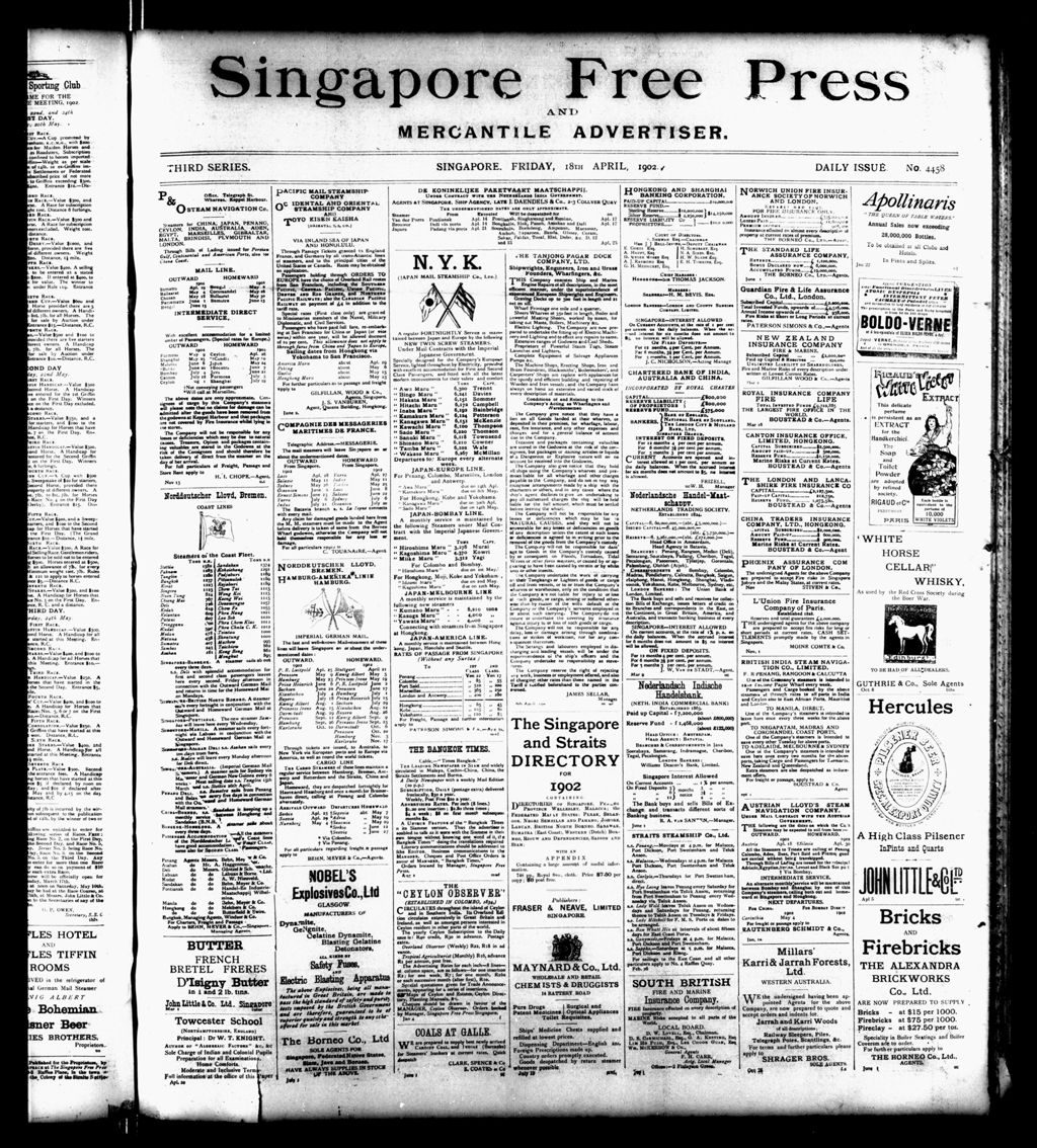 Miniature of Singapore Free Press and Mercantile Advertiser 18 April 1902