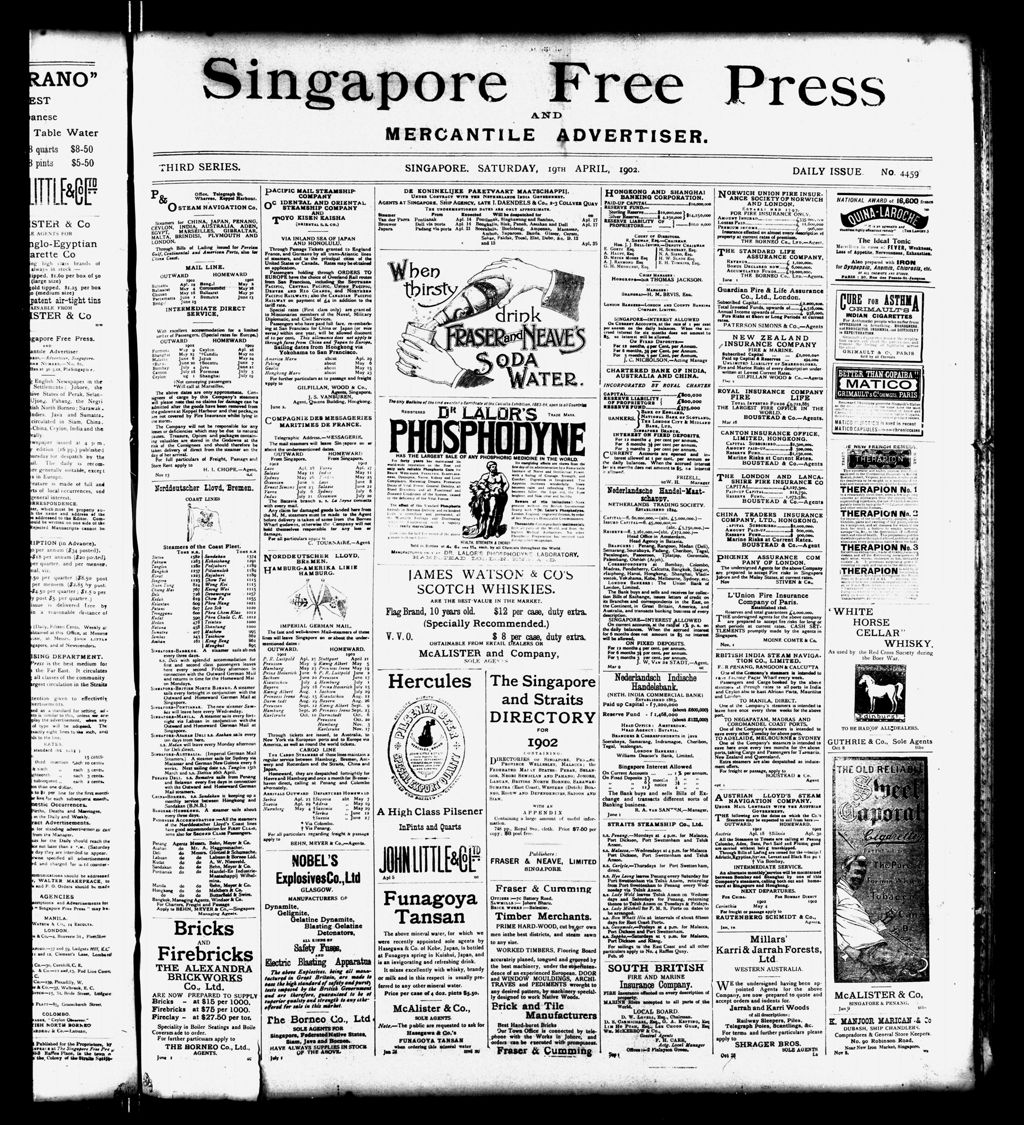 Miniature of Singapore Free Press and Mercantile Advertiser 19 April 1902