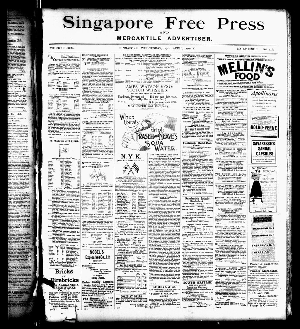 Miniature of Singapore Free Press and Mercantile Advertiser 23 April 1902