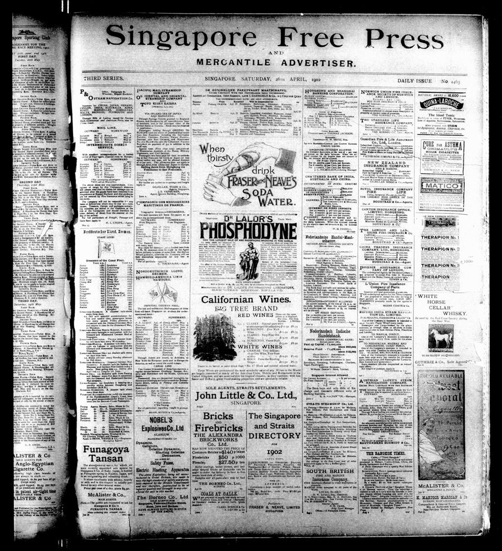 Miniature of Singapore Free Press and Mercantile Advertiser 26 April 1902