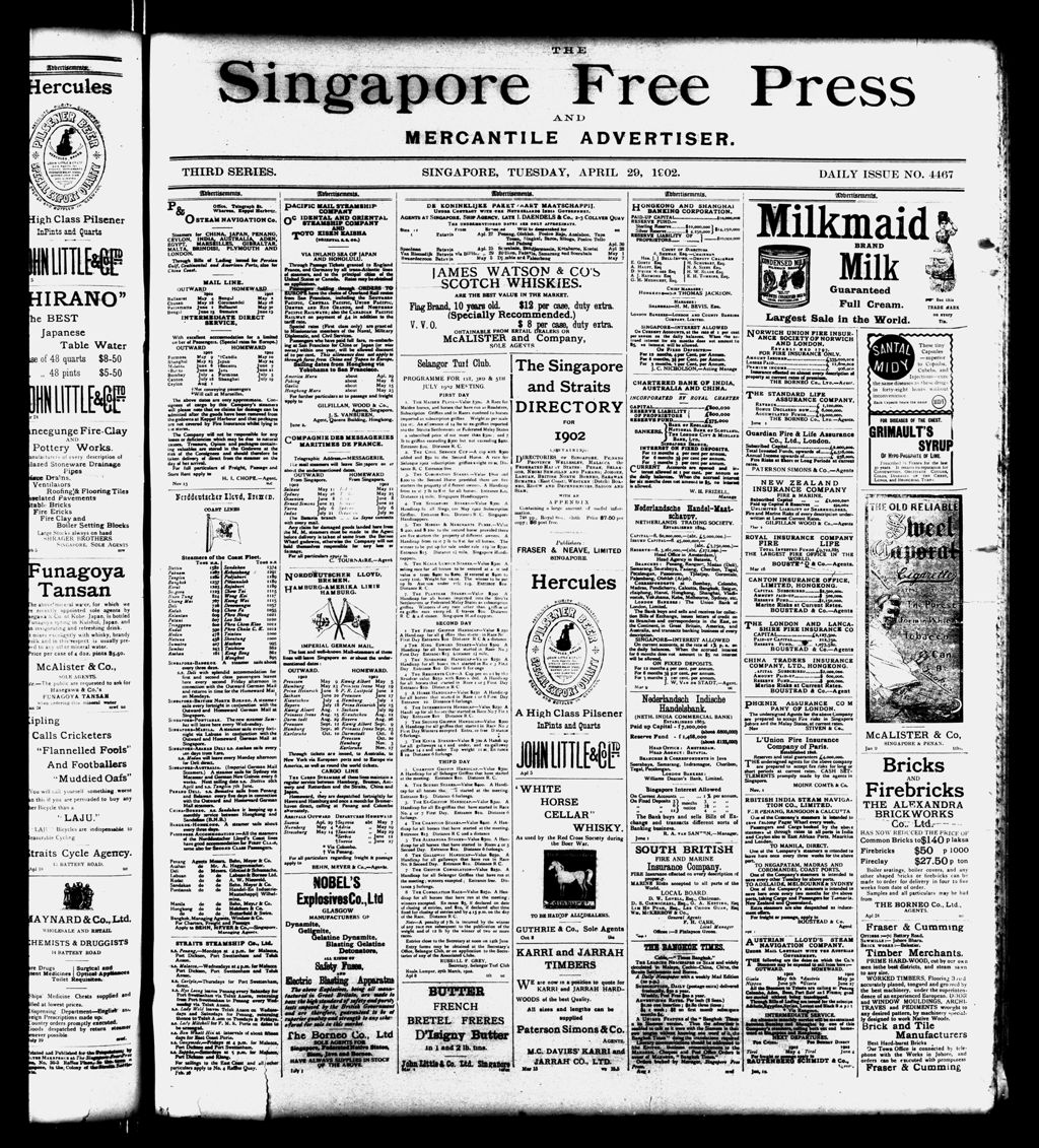 Miniature of Singapore Free Press and Mercantile Advertiser 29 April 1902