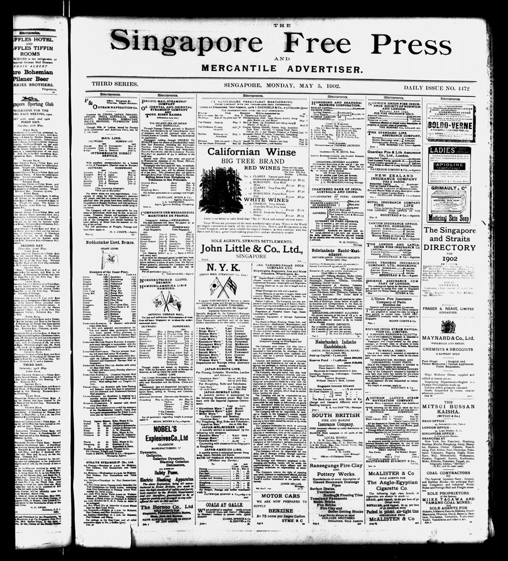 Miniature of Singapore Free Press and Mercantile Advertiser 05 May 1902