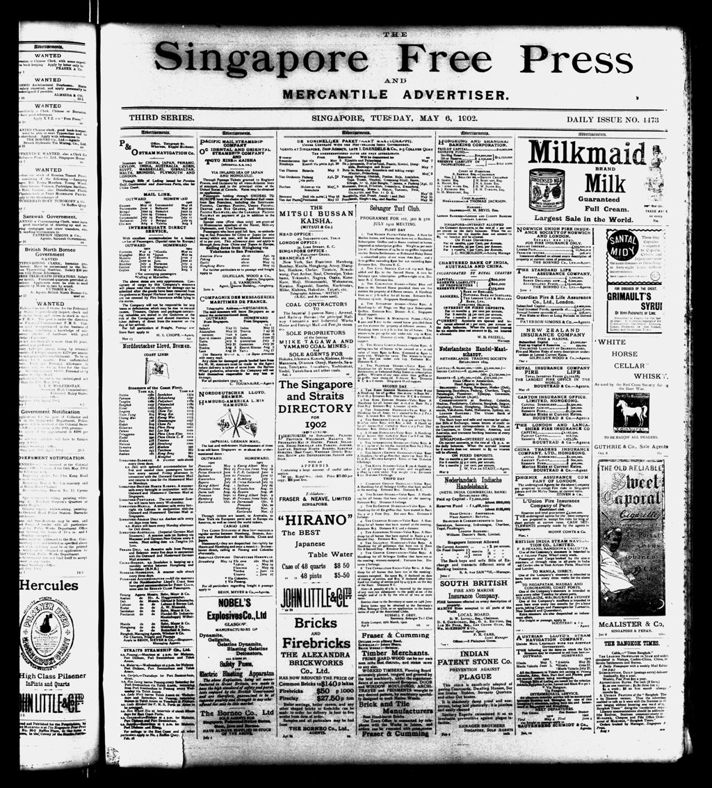 Miniature of Singapore Free Press and Mercantile Advertiser 06 May 1902