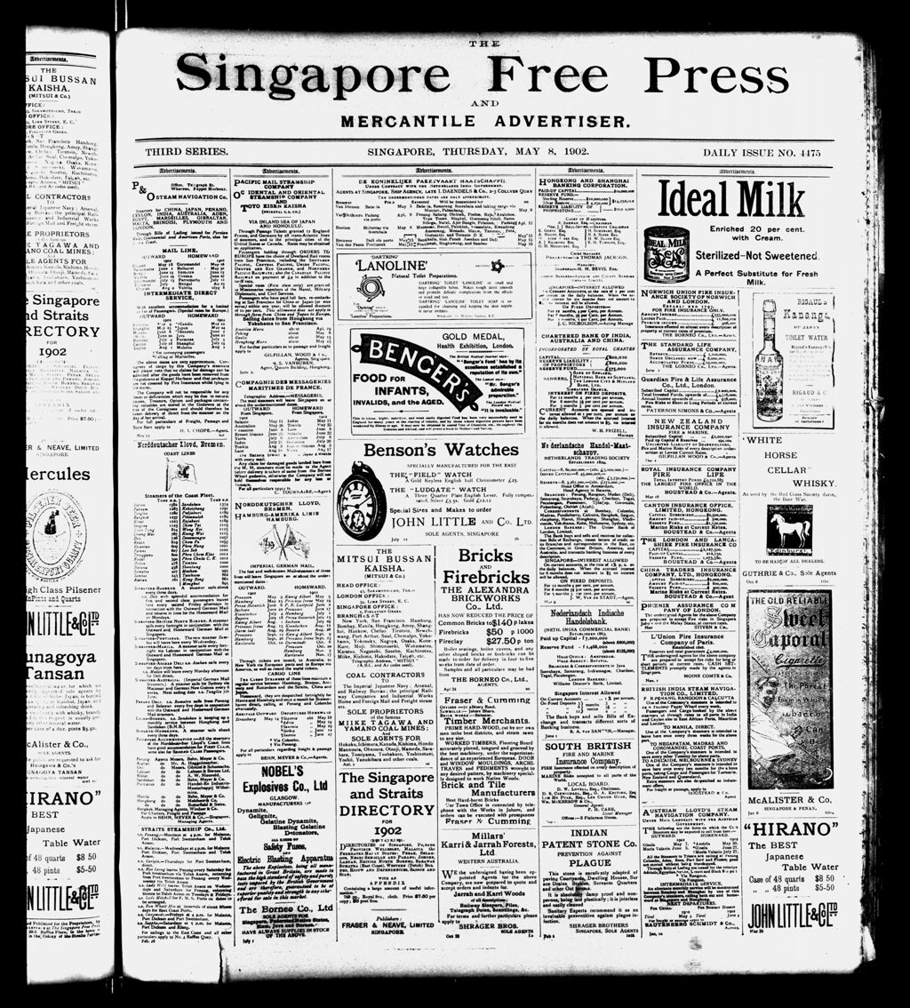 Miniature of Singapore Free Press and Mercantile Advertiser 08 May 1902