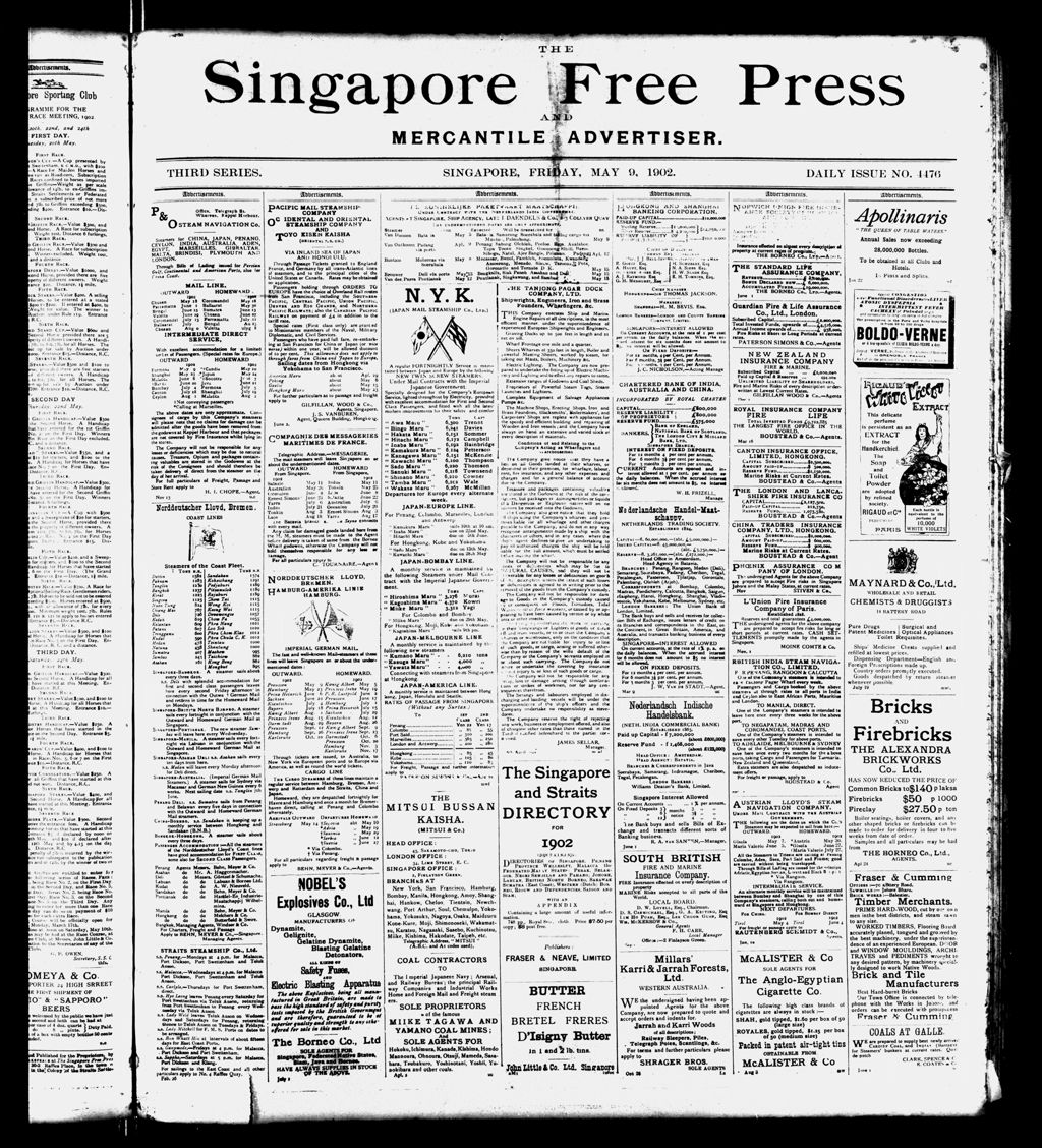 Miniature of Singapore Free Press and Mercantile Advertiser 09 May 1902