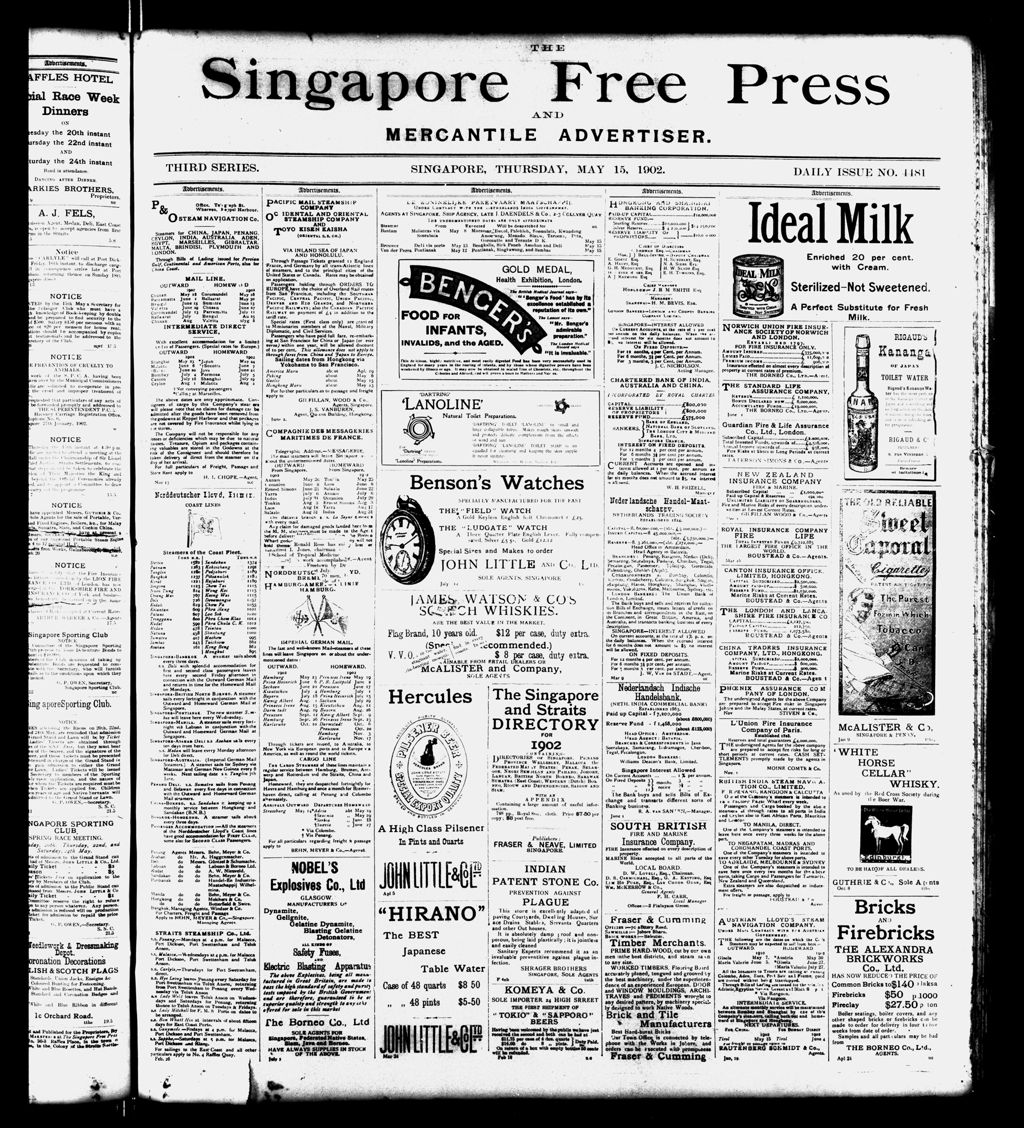 Miniature of Singapore Free Press and Mercantile Advertiser 15 May 1902