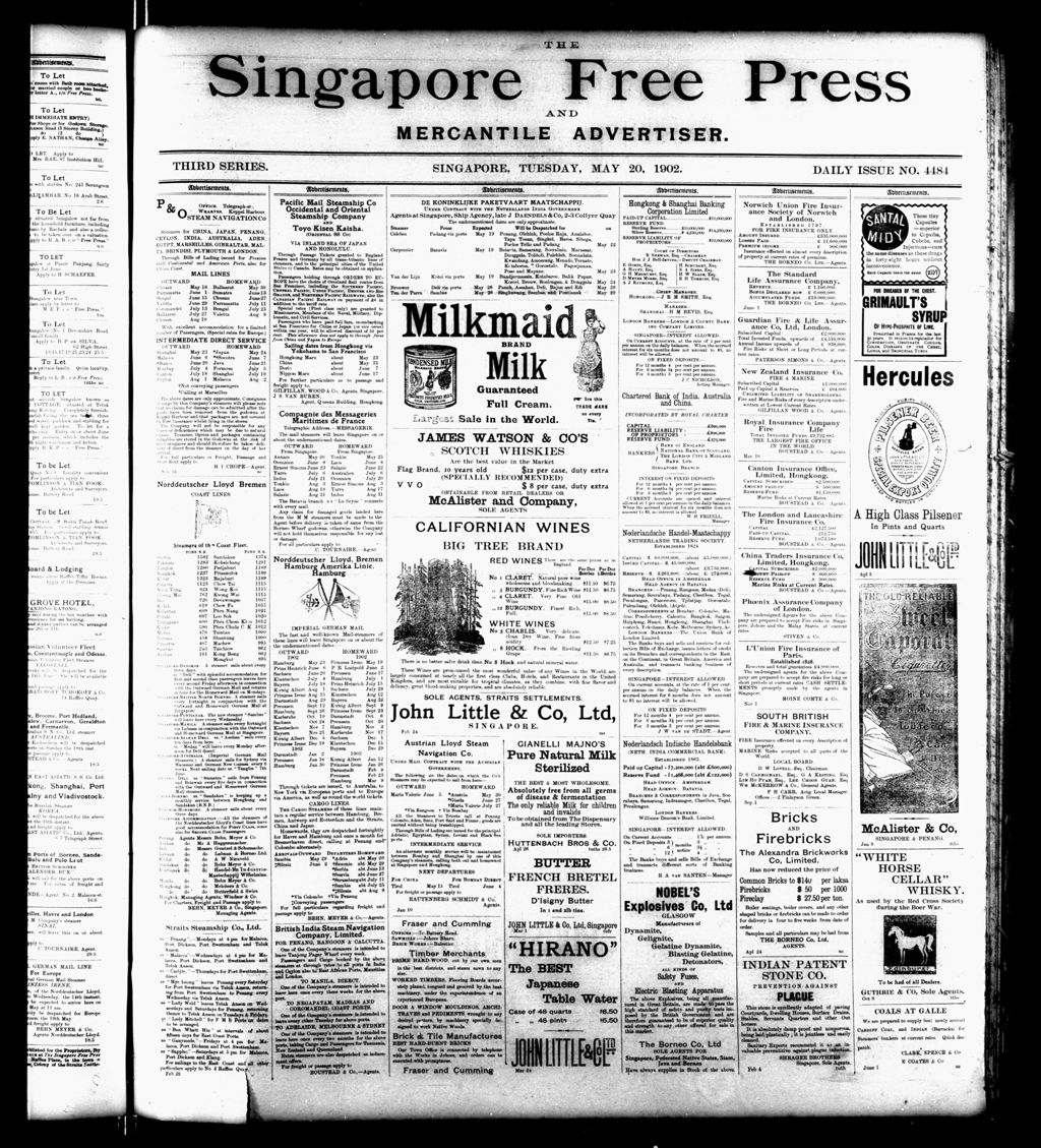 Miniature of Singapore Free Press and Mercantile Advertiser 20 May 1902