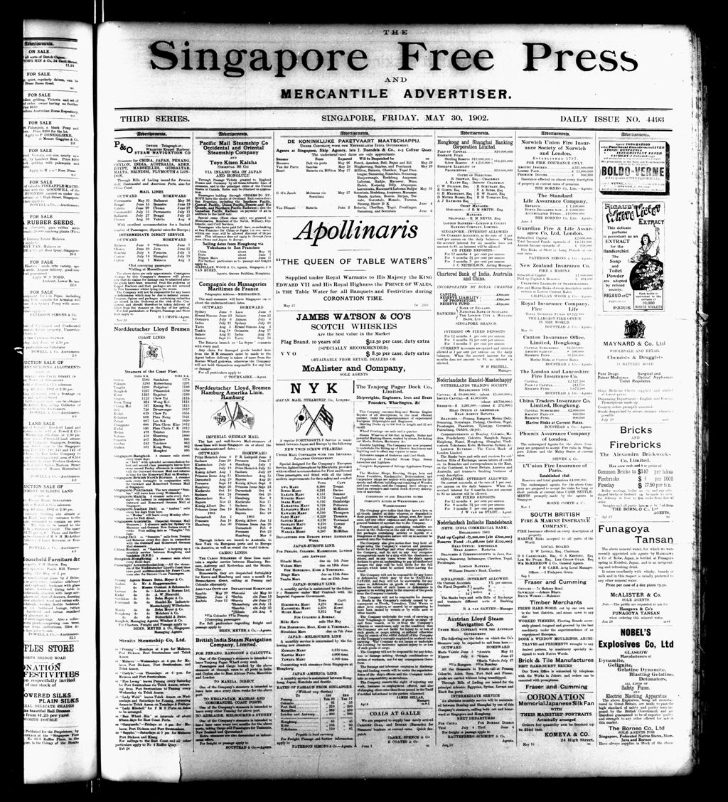 Miniature of Singapore Free Press and Mercantile Advertiser 30 May 1902