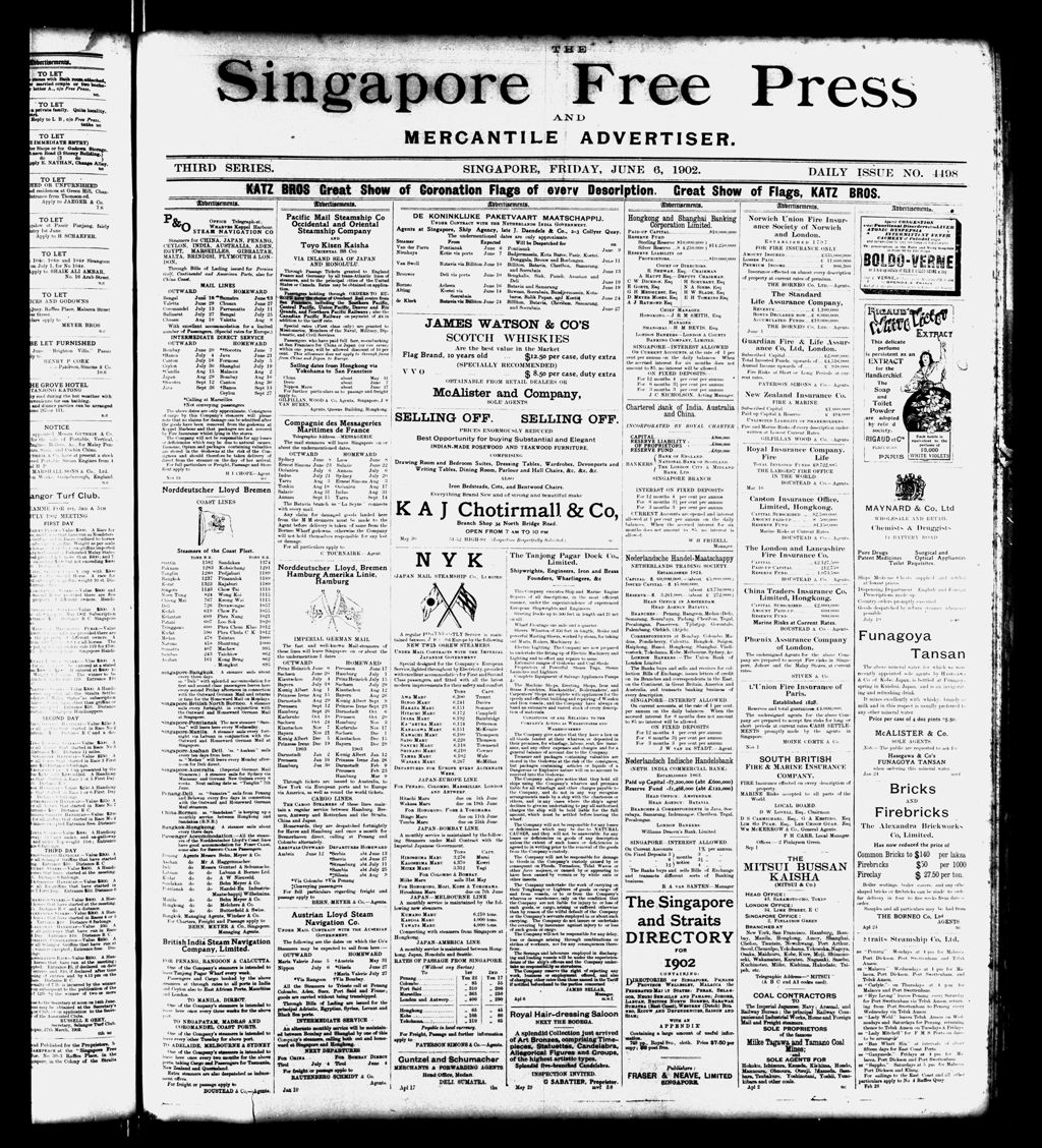 Miniature of Singapore Free Press and Mercantile Advertiser 06 June 1902