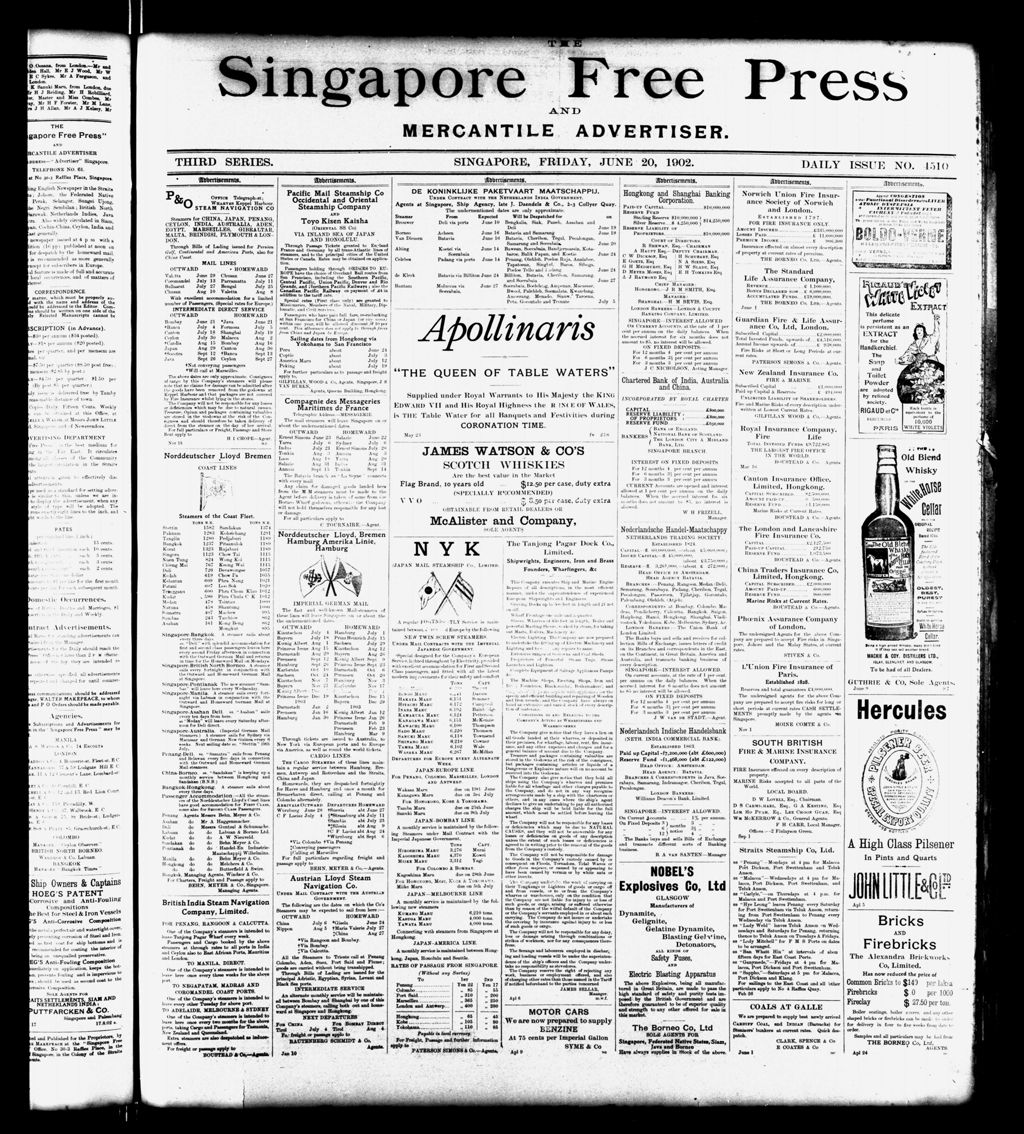 Miniature of Singapore Free Press and Mercantile Advertiser 20 June 1902