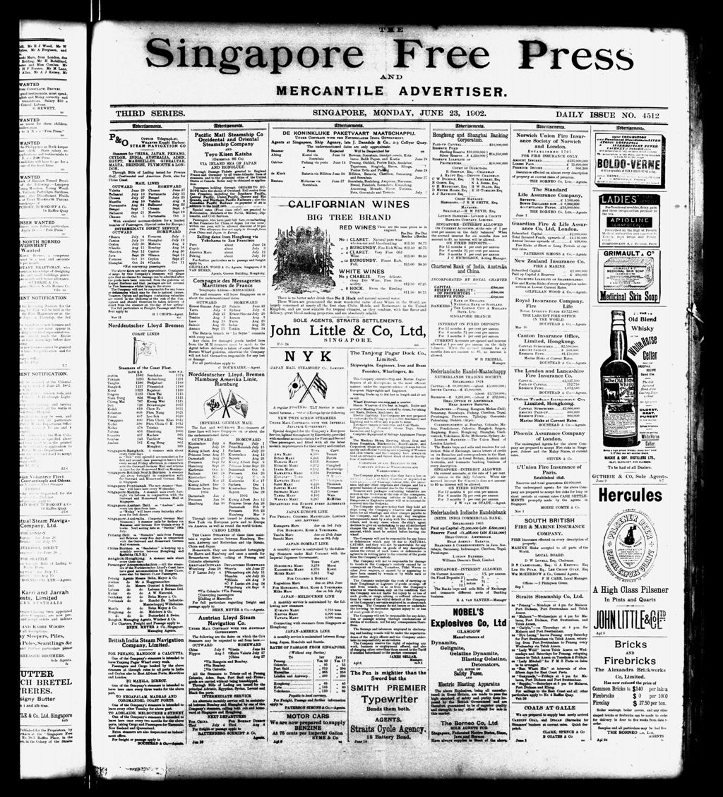 Miniature of Singapore Free Press and Mercantile Advertiser 23 June 1902