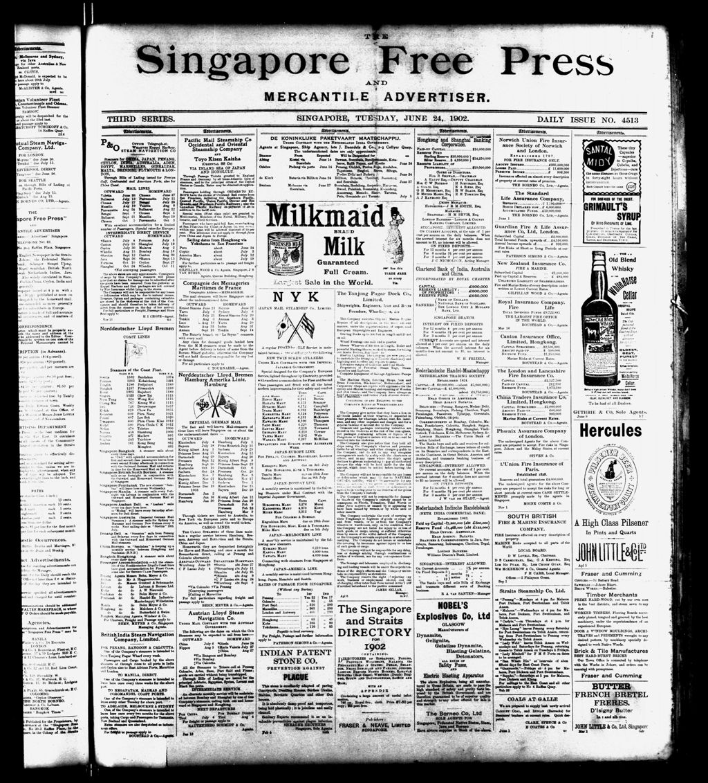 Miniature of Singapore Free Press and Mercantile Advertiser 24 June 1902