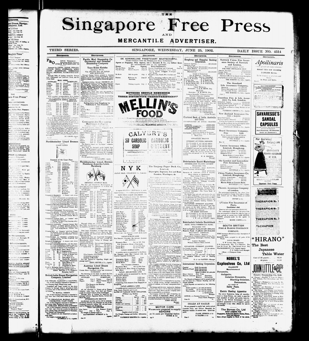 Miniature of Singapore Free Press and Mercantile Advertiser 25 June 1902