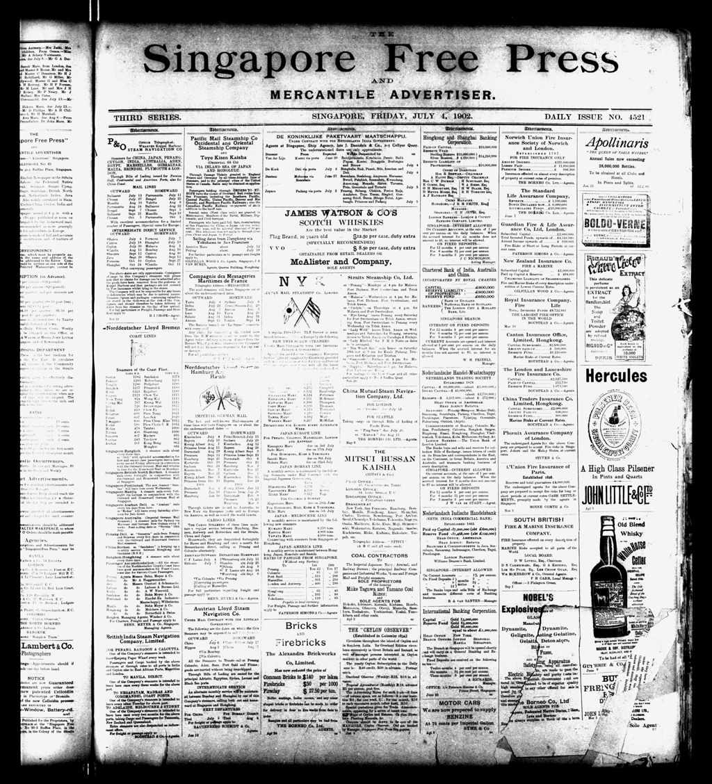 Miniature of Singapore Free Press and Mercantile Advertiser 04 July 1902