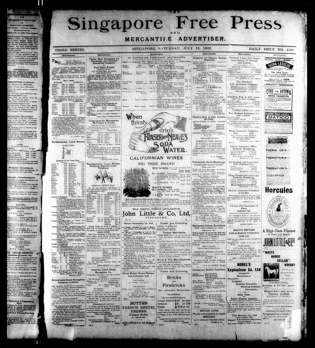 Miniature of Singapore Free Press and Mercantile Advertiser 12 July 1902