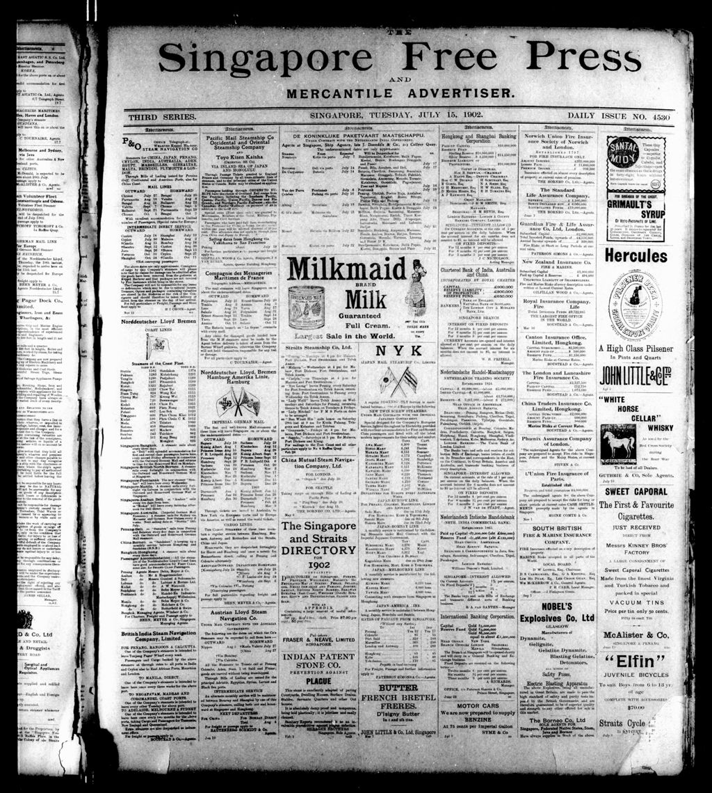 Miniature of Singapore Free Press and Mercantile Advertiser 15 July 1902