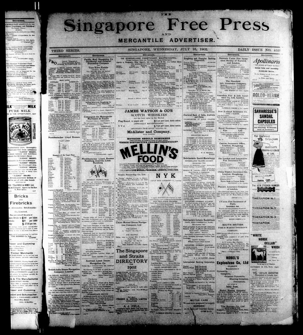 Miniature of Singapore Free Press and Mercantile Advertiser 16 July 1902