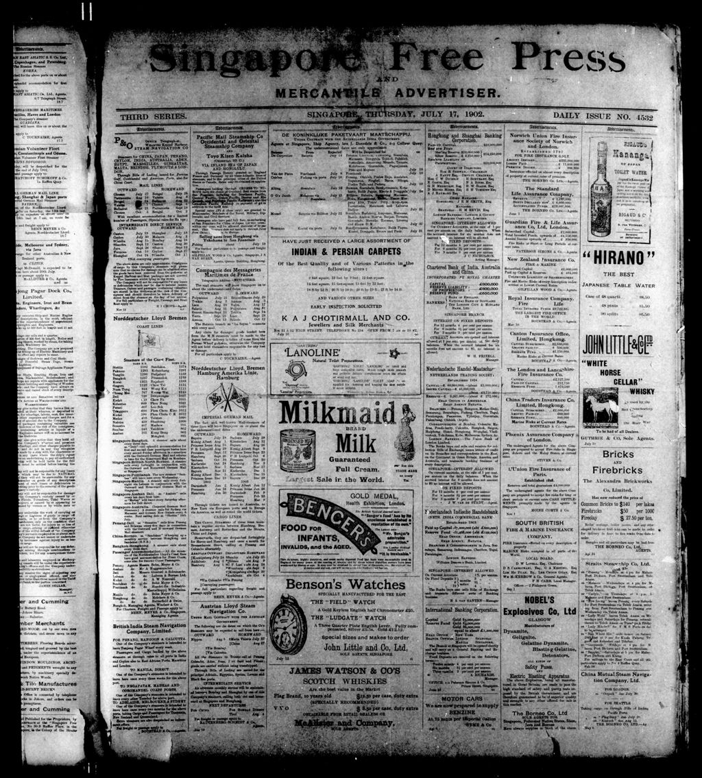 Miniature of Singapore Free Press and Mercantile Advertiser 17 July 1902